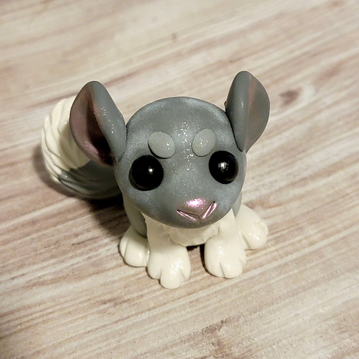 Mini Chinchilla “Fuzzy”, Handmade Clay Chinchilla
