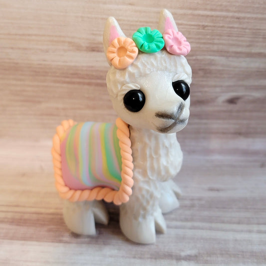 Flower Llama “Fiesta”, Handmade Clay Llama