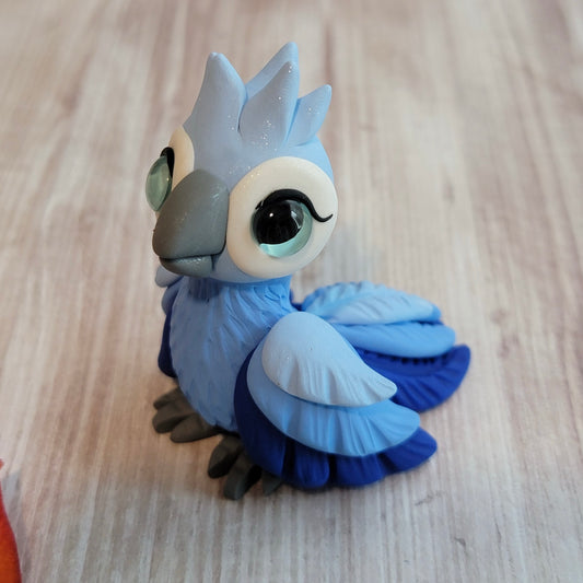 Blue Macaw “Azul”, Handmade Clay Parrot