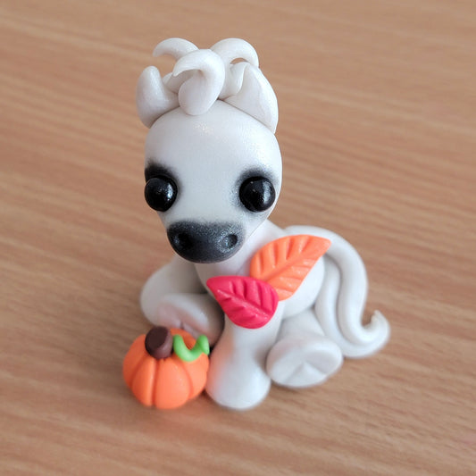 Fall Leaves Foal “Creampuff”, Handmade Clay Pony
