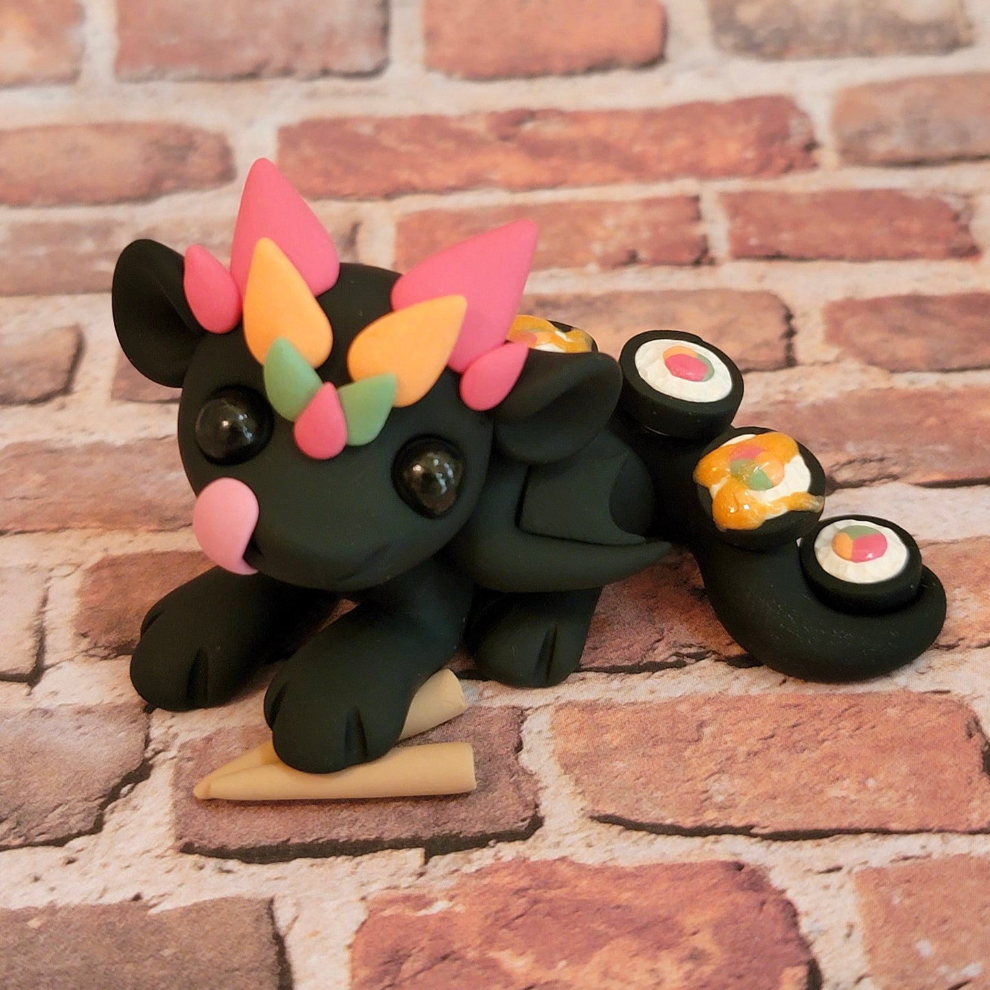 Sushi Dragon “Nori”, Handmade Clay Dragon
