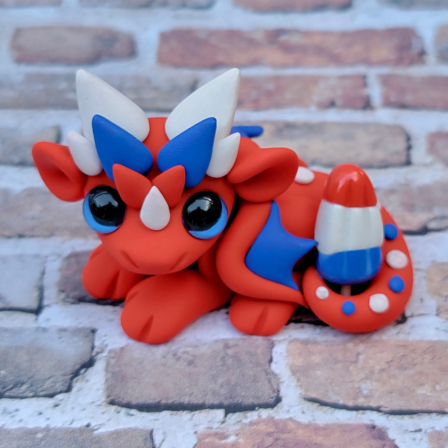 Bomb Pop Dragon “Cherry”, Handmade Clay Dragon