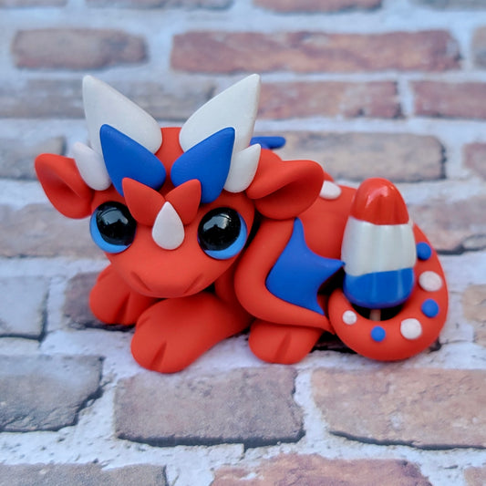 Bomb Pop Dragon “Cherry”, Handmade Clay Dragon