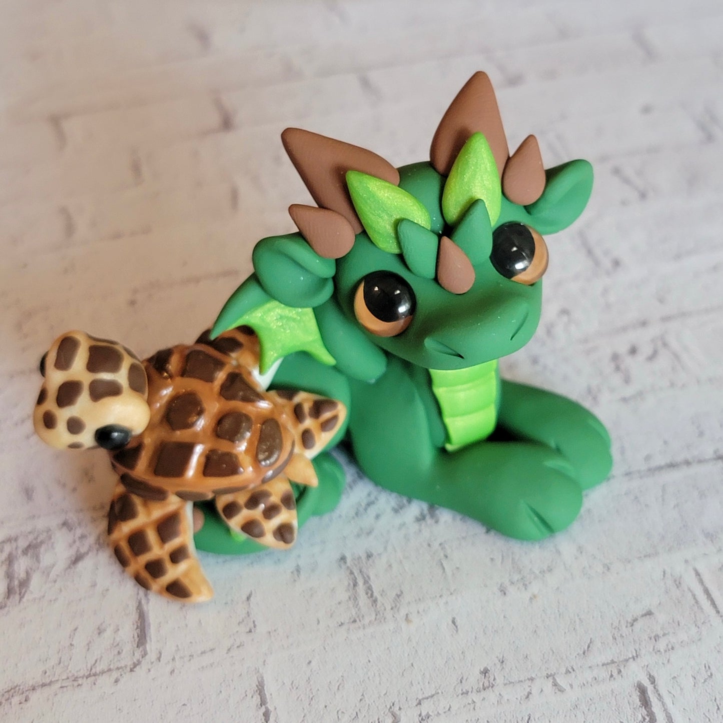 Sea Turtle Dragon “Shelly”, Handmade Clay Dragon