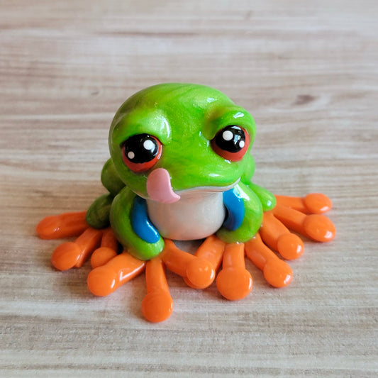 Red-Eyed Tree Frog “Squirt”, Handmade Clay Frog