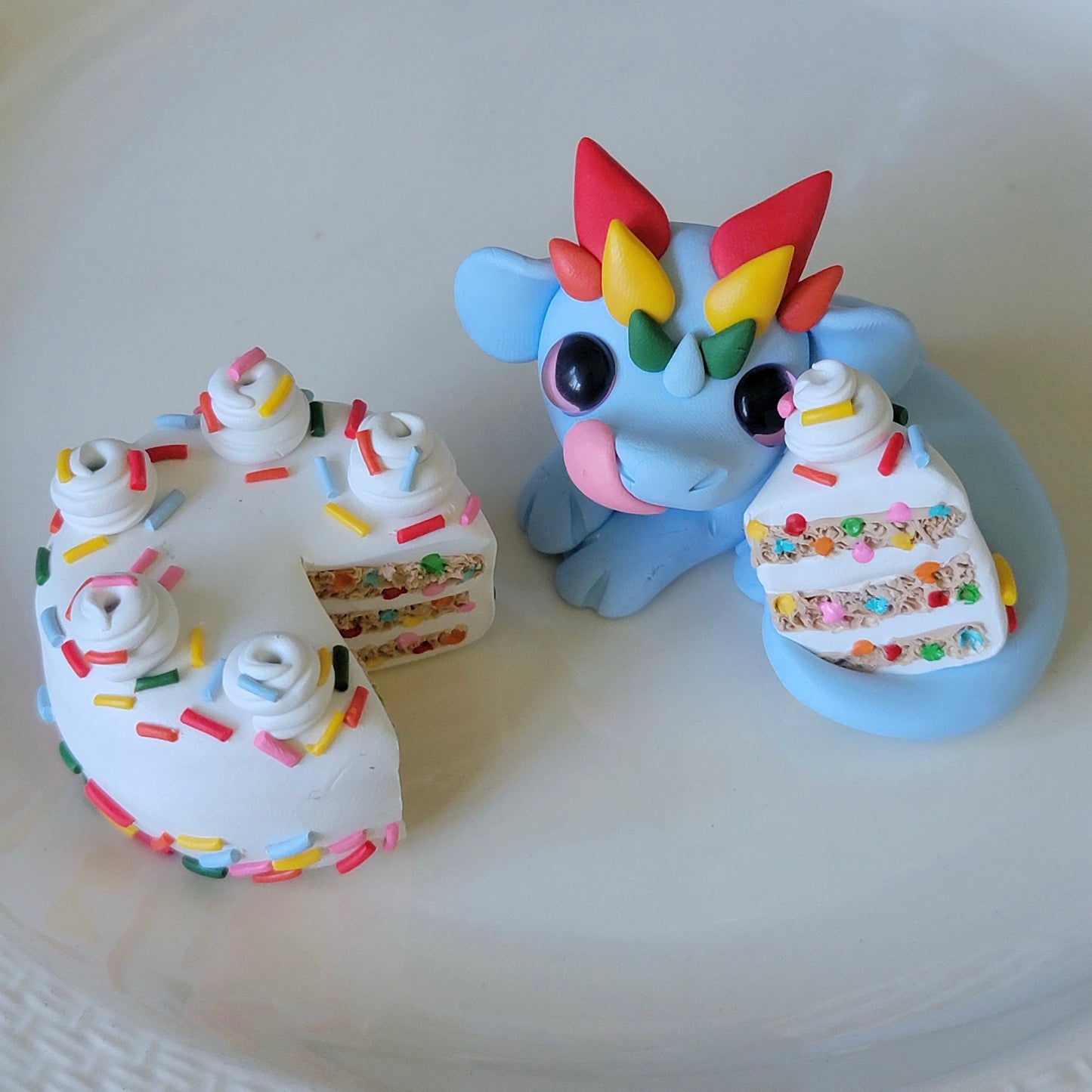 Rainbow Funfetti Cake Dragon