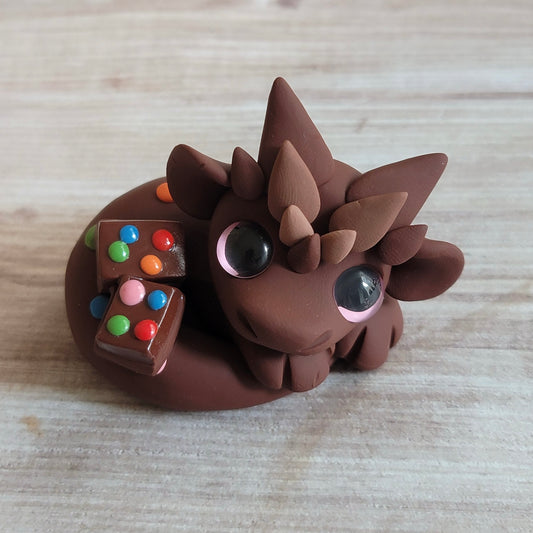 Mini Galaxy Brownie Dragon “Batter”, Handmade Clay Dragon