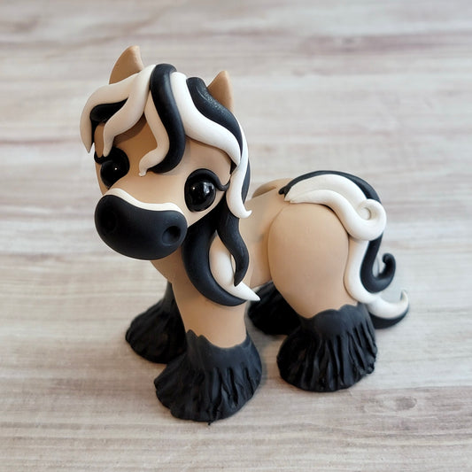 Fjord Gypsy Vanner “Mystic”, Handmade Clay Horse
