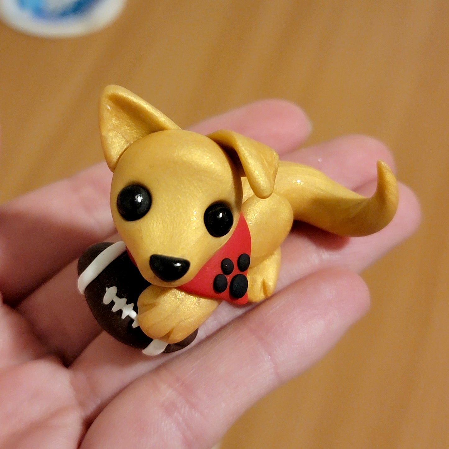 Football Pup, Handmade Clay Dog