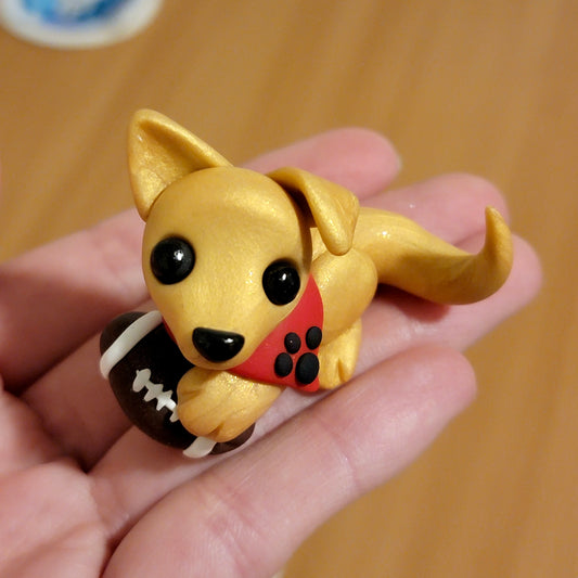 Football Pup, Handmade Clay Dog