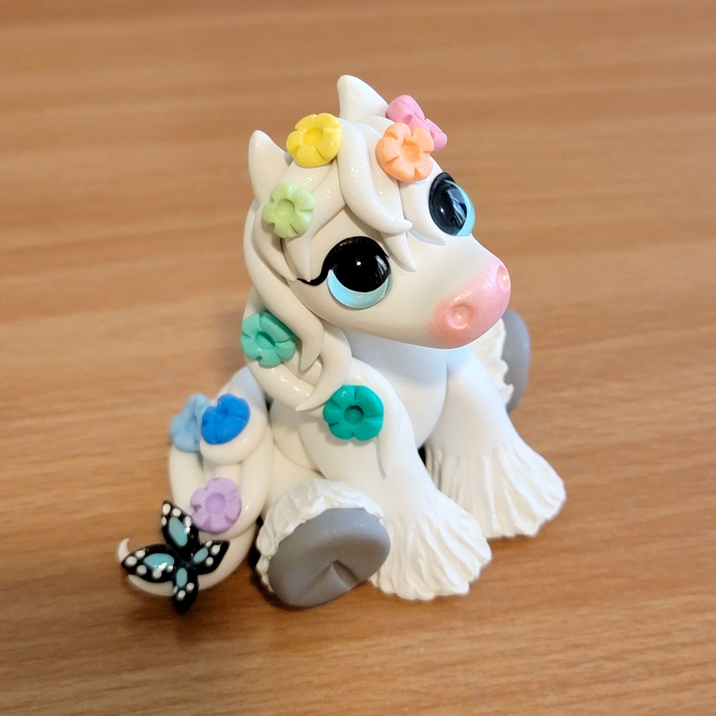 Rainbow Flower Gypsy “Spring”, Handmade Clay Pony