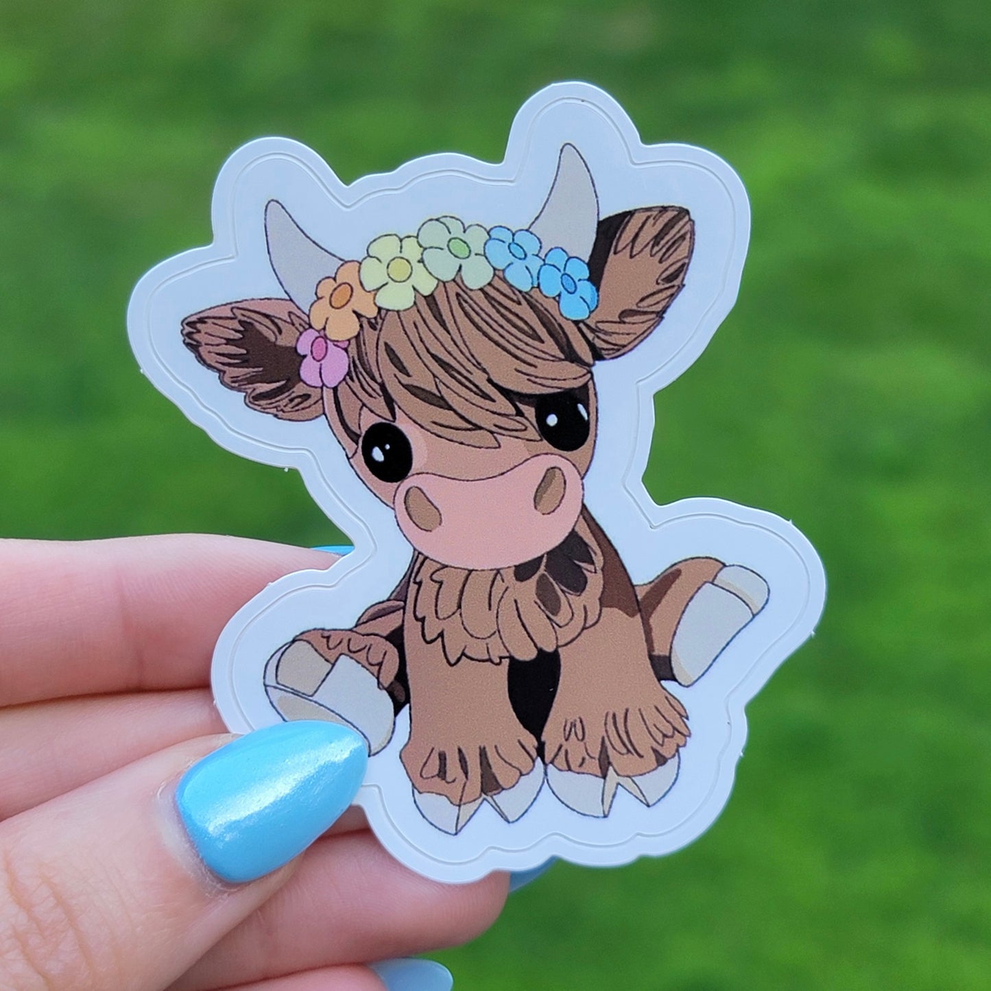 Flower Crown Highland Cow Sticker