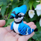 Blue Jay “Raspberry”, Handmade Clay Bird