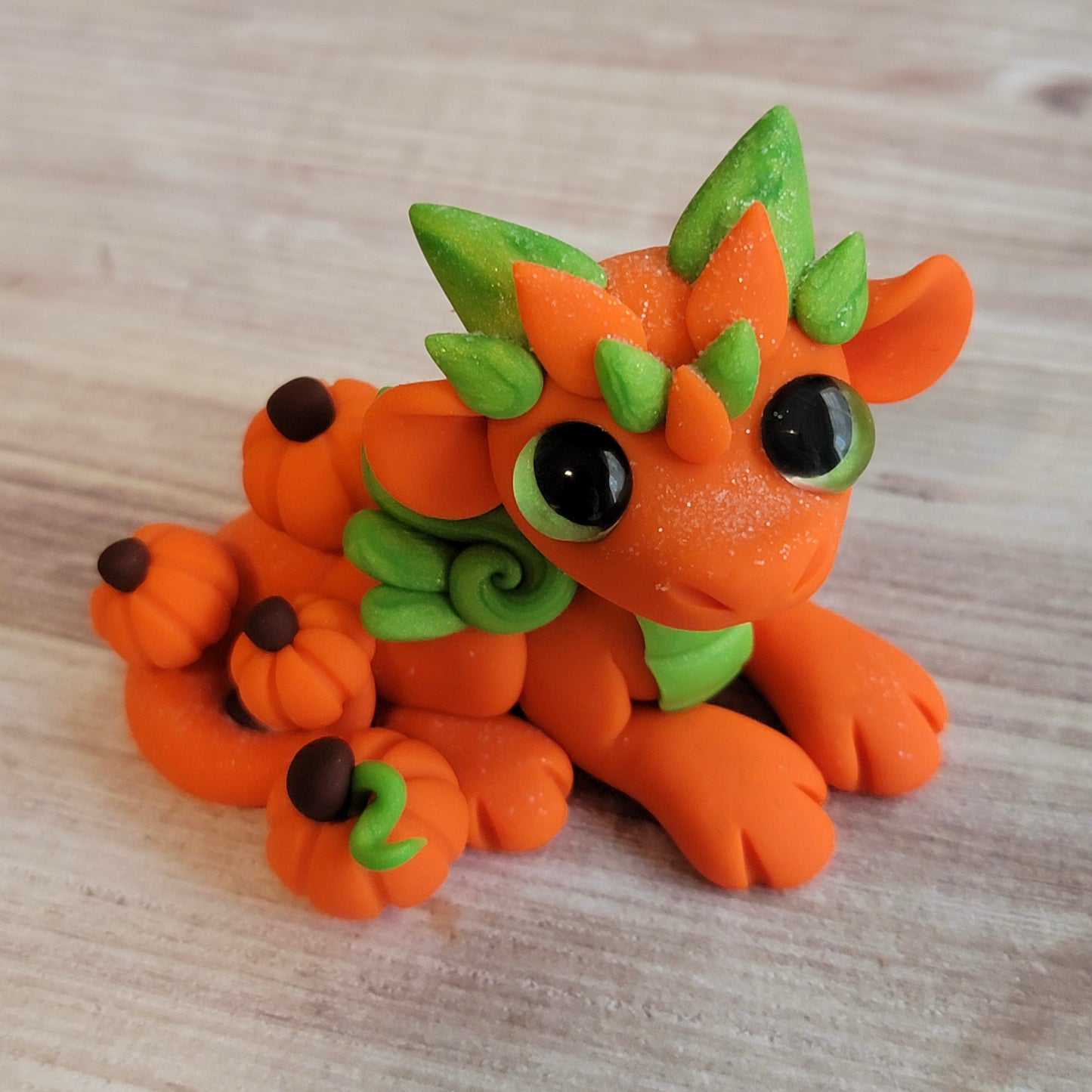 Pumpkin Dragon “Munchkin”, Handmade Clay Dragon