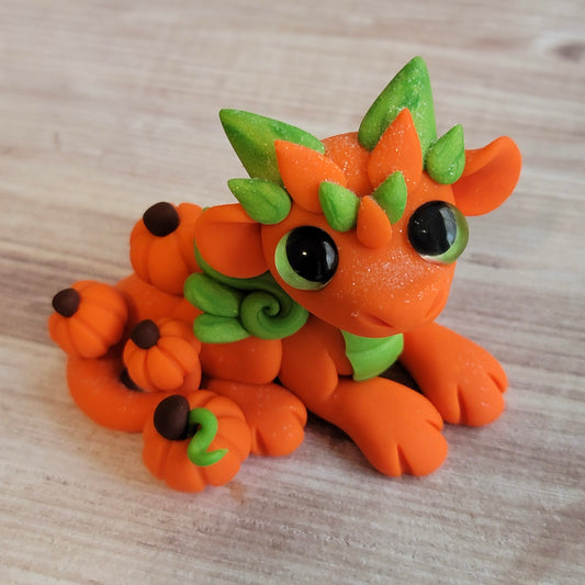 Pumpkin Dragon “Munchkin”, Handmade Clay Dragon