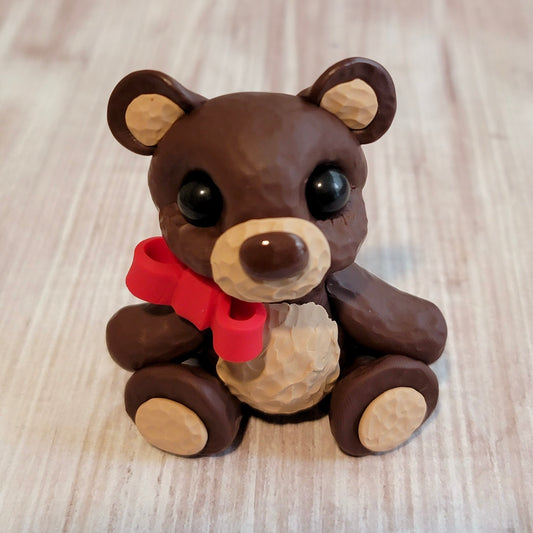 Chocolate Teddy Bear, Handmade Clay Bear