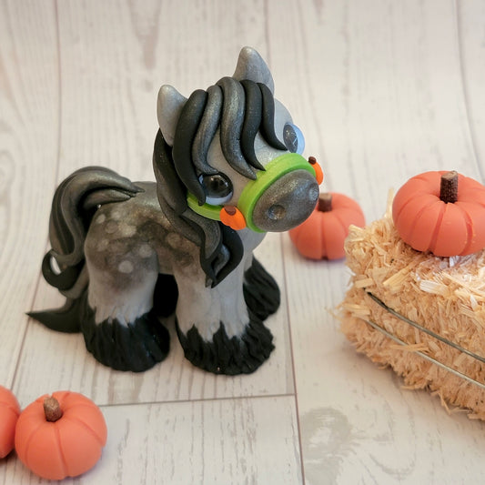 Dapple Pumpkin Draft Horse “Harvest”, Handmade Clay Pony
