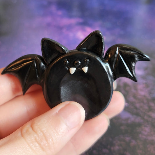 Vampire Bat Worry Stone, Handmade Clay Worry Stone