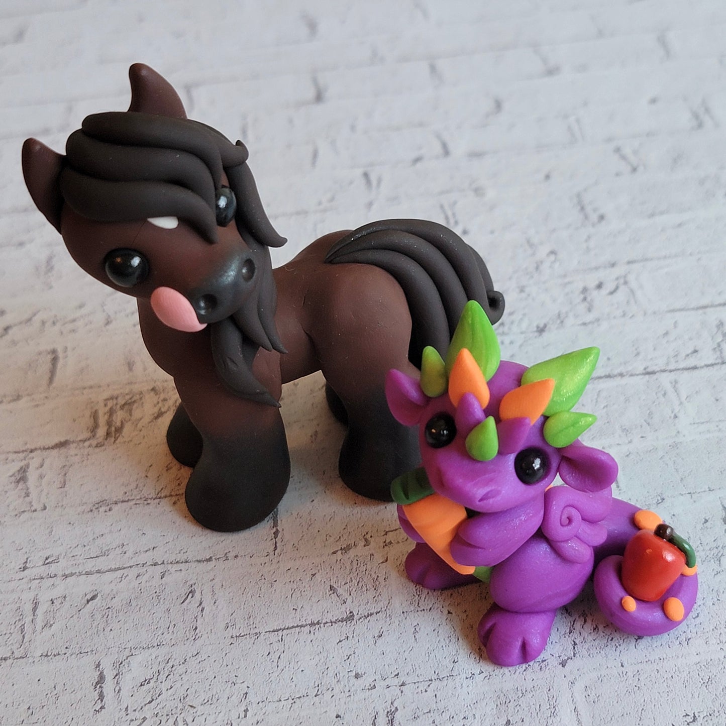 Dragon & Horse Friends, Handmade Clay Sculpture