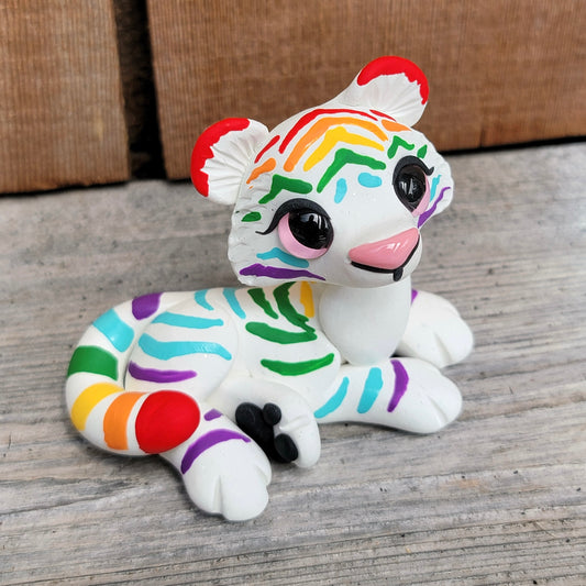 Rainbow Tiger “Iris”, Handmade Clay Tiger