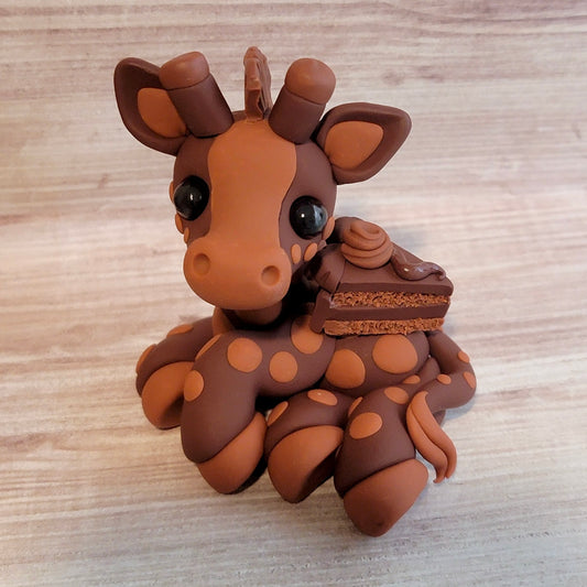 Chocolate Peanut Butter Cake Giraffe “Skippy”, Handmade Clay Giraffe