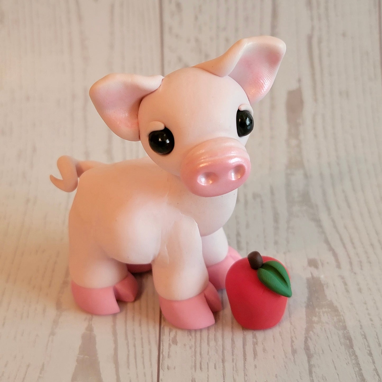 Chunky Piglet “Apples”, Handmade Clay Pig