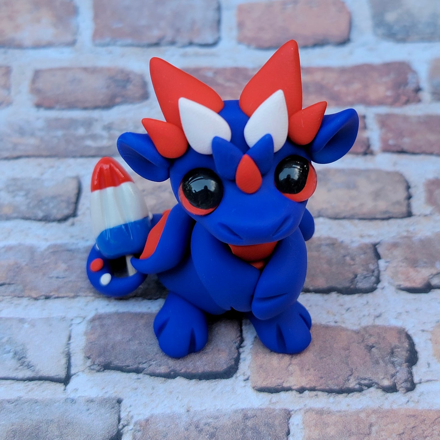 Bomb Pop Dragon “Raspberry”, Handmade Clay Dragon