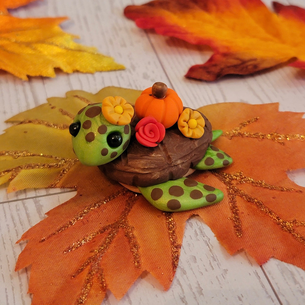 Mini Fall Sea Turtle, Handmade Clay Sea Turtle