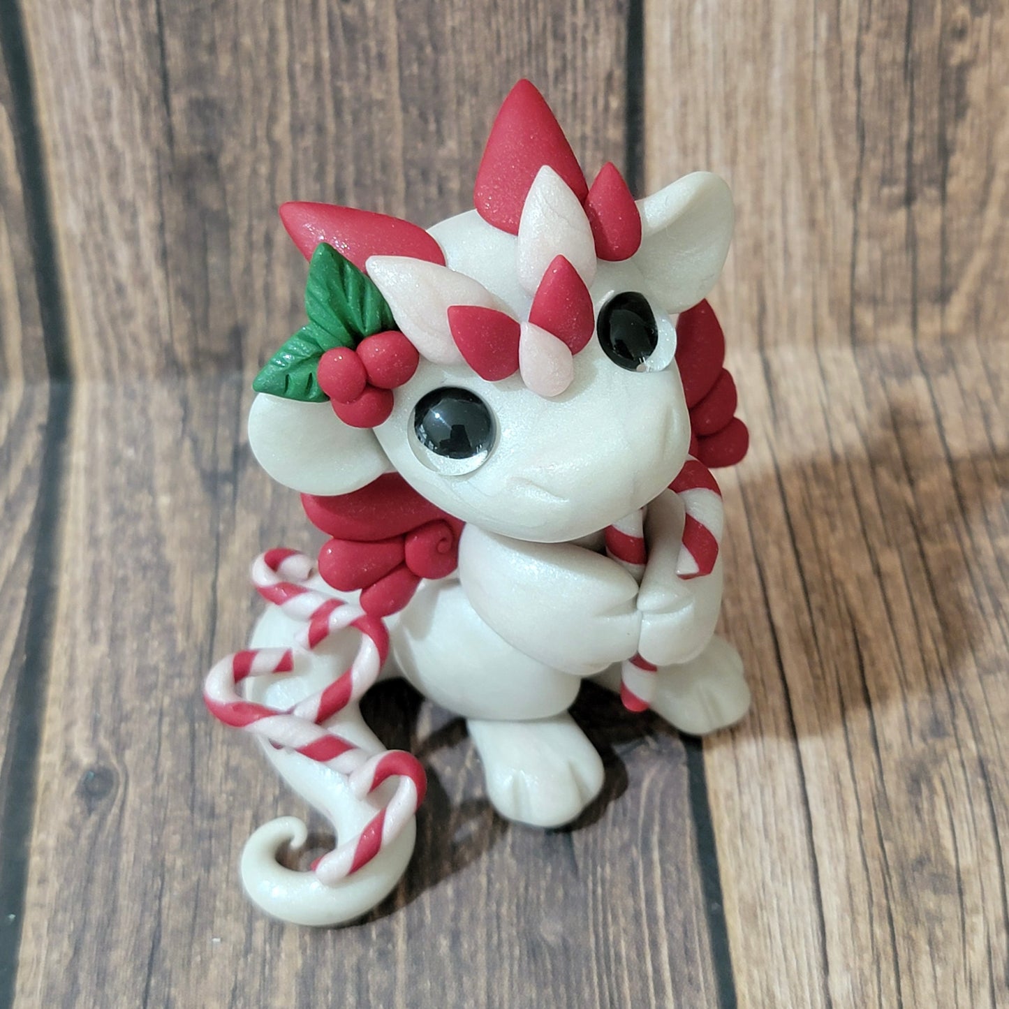 Candy Cane Hoarder Dragon “Mistletoe”, Dragon Sculpture