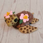 Jumbo-Sized Floral Sea Turtle “Rosemary”, Handmade Clay Turtle