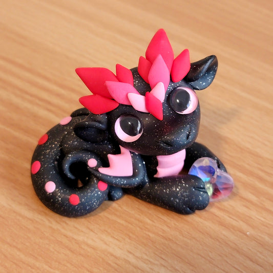 Heart Crystal Dragon “Rosemary”, Handmade Clay Dragon