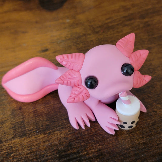 **SALE** Snaxolotl “Boba Tea”, Axolotl Sculpture