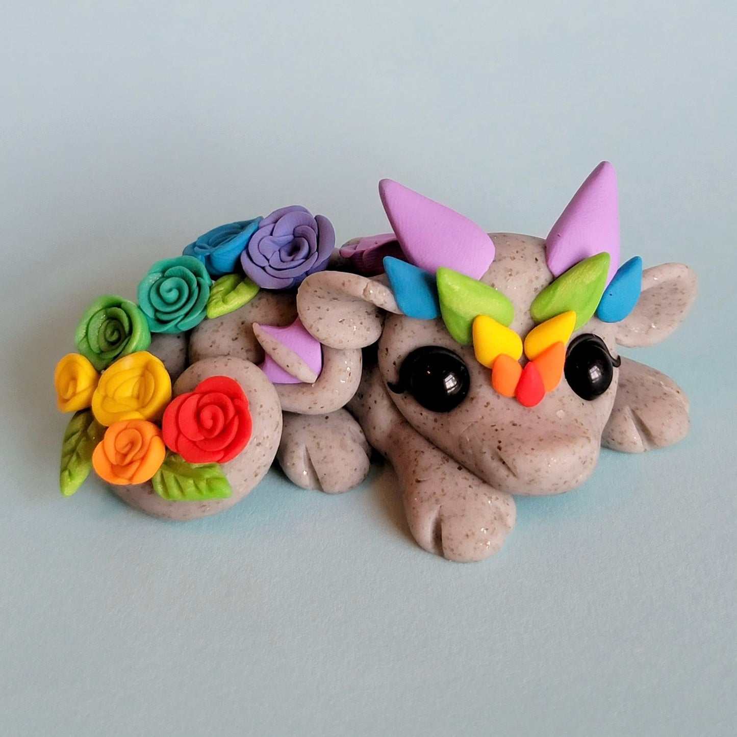 Made to Order Rainbow Rose Dragon Sculpture