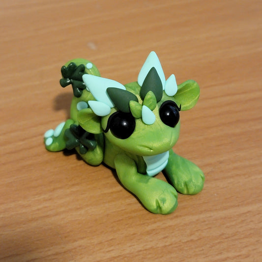 Mini Shamrock Dragon “Bitsy”, Handmade Clay Dragon