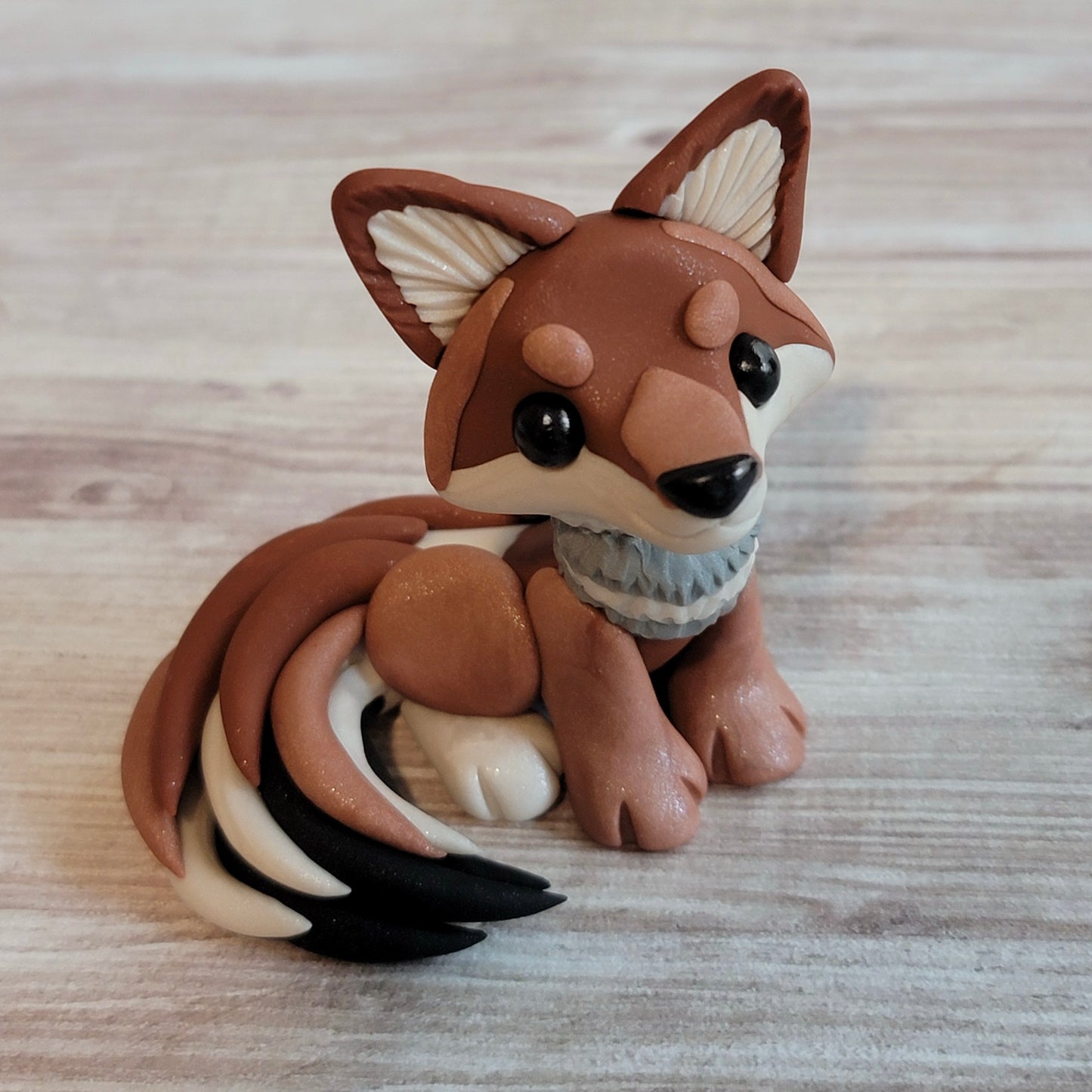 Red Wolf “Autumn”, Handmade Clay Wolf