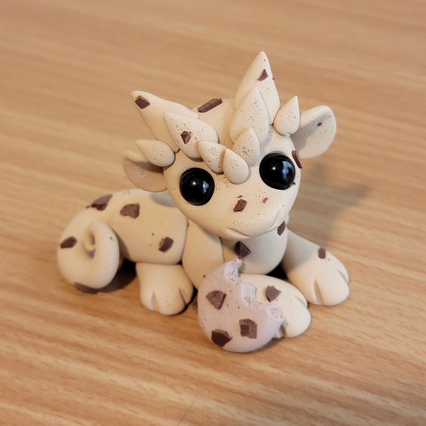 Chocolate Chip Cookie Dragon “Crumbs”, Handmade Clay Dragob
