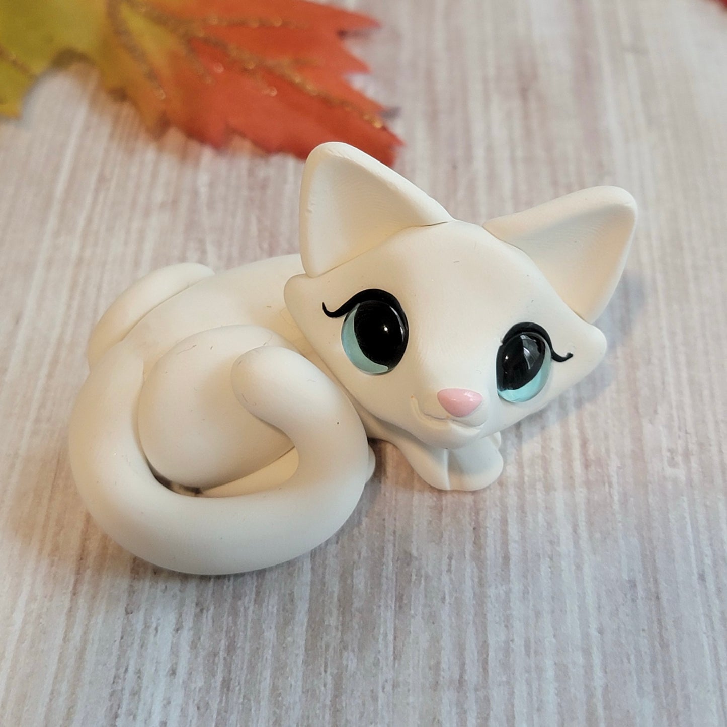 White Kitten “Persia”, Handmade Clay Cat