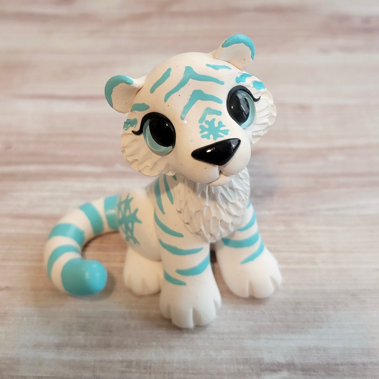 Snowflake Tiger “Crystal”, Handmade Clay Tiger