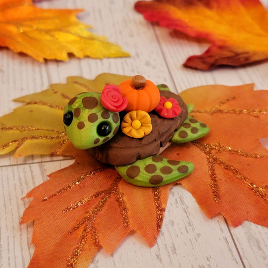 Mini Fall Sea Turtle, Handmade Clay Sea Turtle