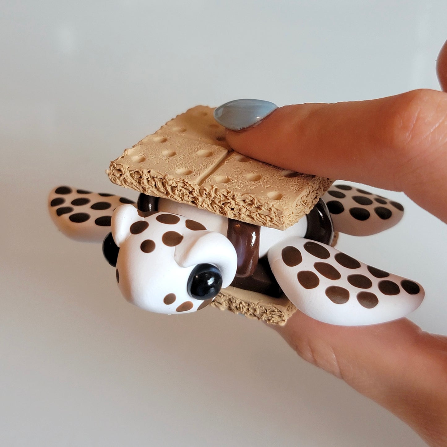 Handheld S’mores Turtle “Graham”, Handmade Clay Turtle