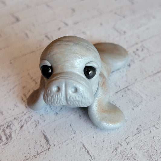 Chunky Manatee “Mochi”, Handmade Clay Manatee