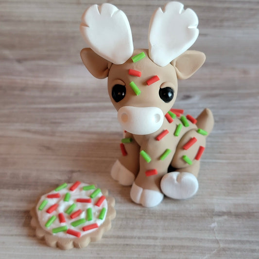 Christmas Sugar Cookie Moose “Treat”, Handmade Clay Moose