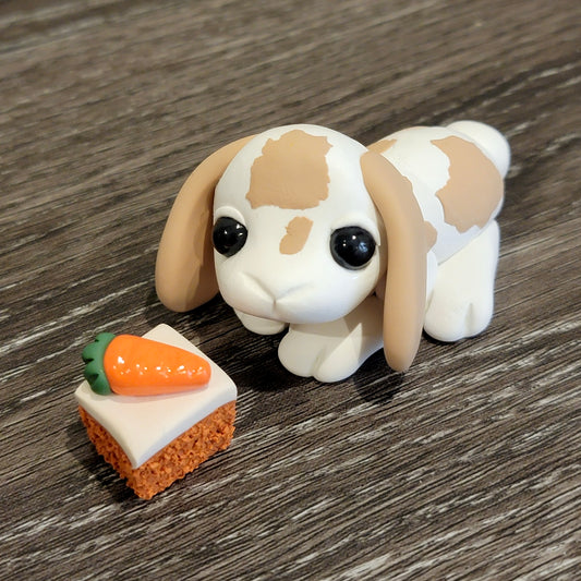 Carrot Cake Bunny “Sprinkles”, Handmade Clay Bunny