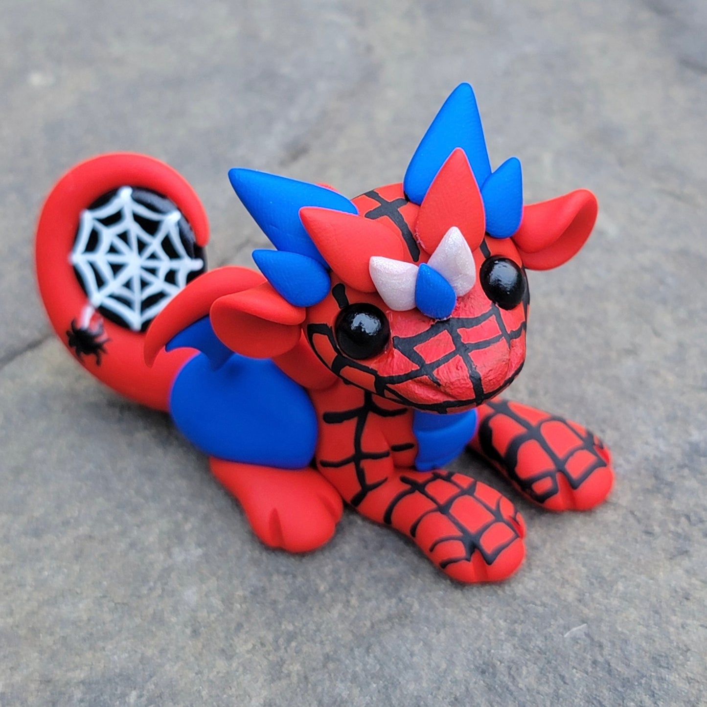 Spider-Man Inspired Dragon, Handmade Clay Dragon