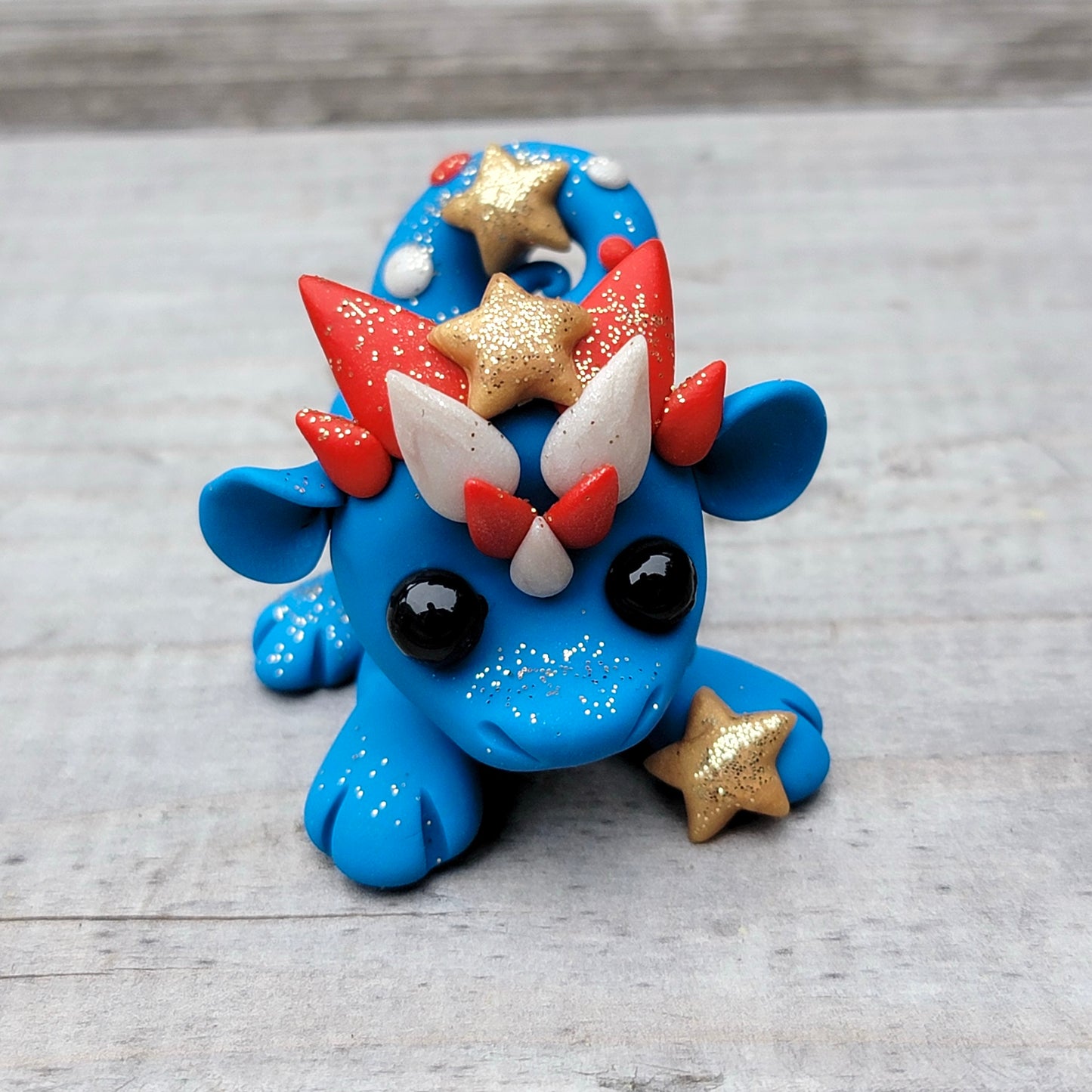 Blue Dragon “Trooper”, Handmade Dragon Sculpture