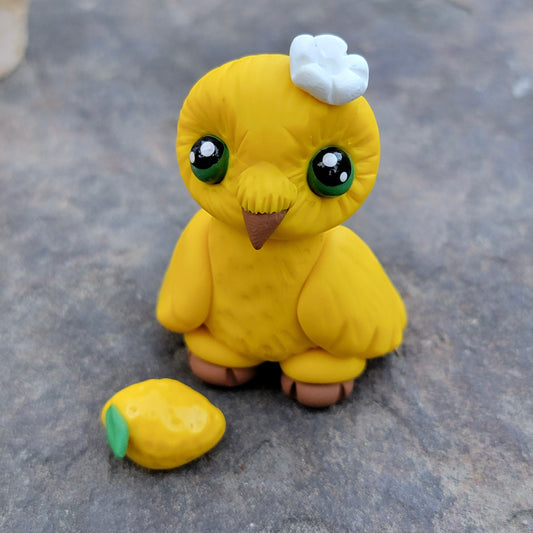 Mini Lemon Owl “Citrus”, Handmade Clay Owl