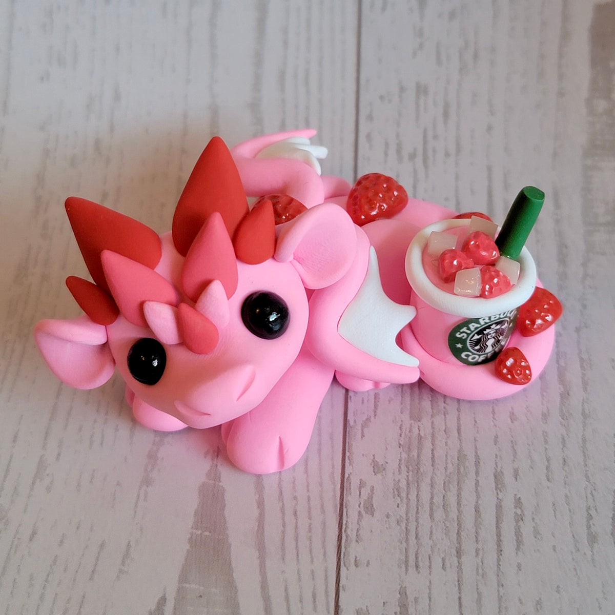 Pink Drink Inspired Dragon “Rose”, Handmade Clay Dragon