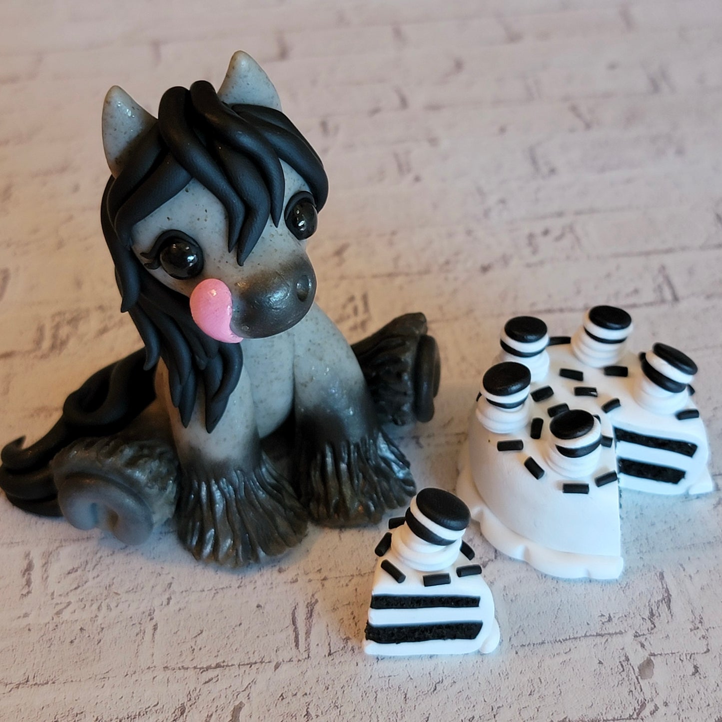 Cookies n’ Cream Cake Pony “Frosting”, Handmade Clay Horse