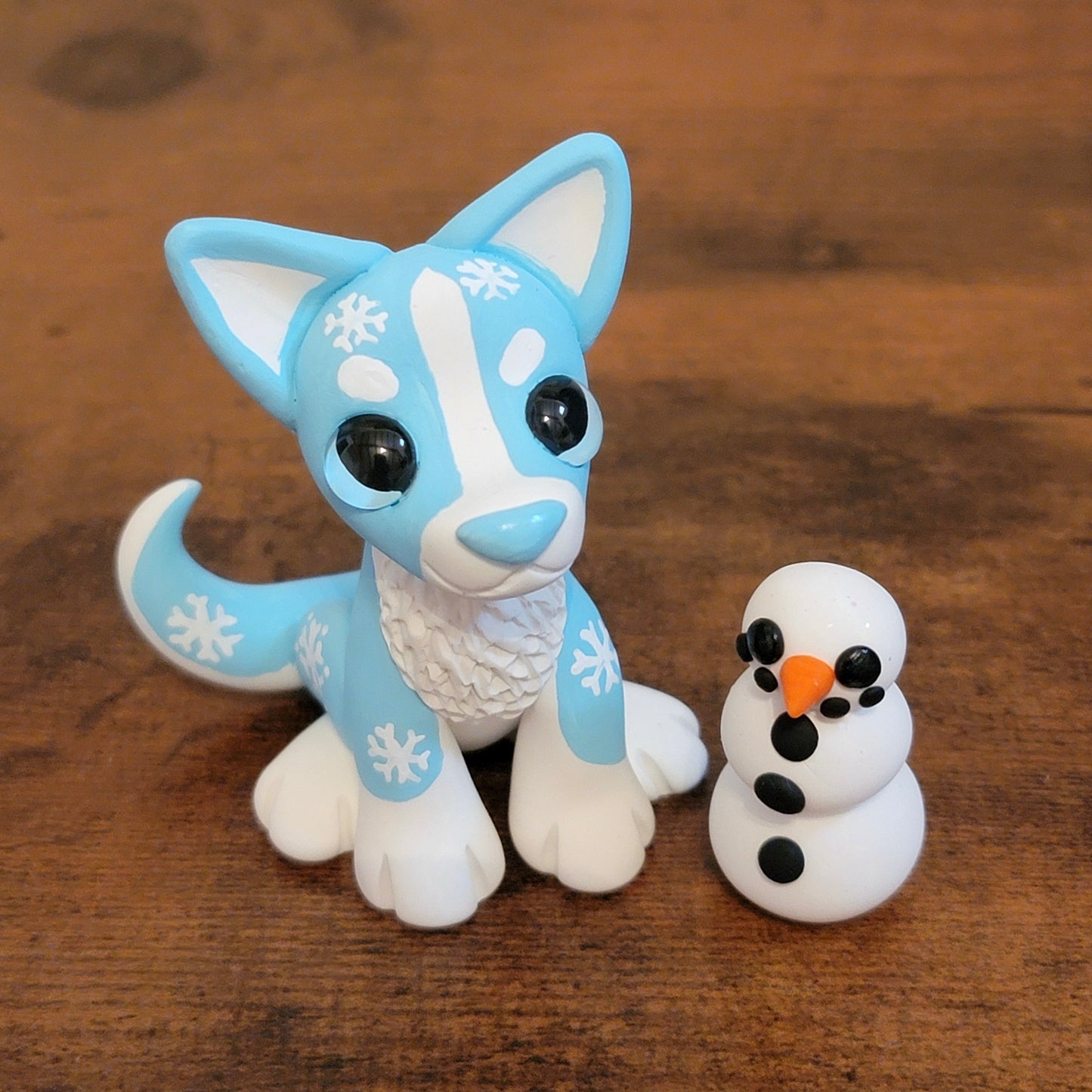 Snowflake Husky “Igloo”, Handmade Clay Dog