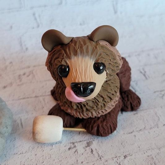 Campfire Brown Bear “Yukon”, Handmade Clay Bear